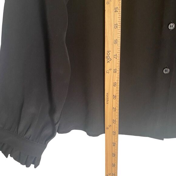 Kenzo x H&M Silk Blouse XS Black Beaded Ruffled Goth Dark Romantic Whimsigoth - Picture 6 of 12